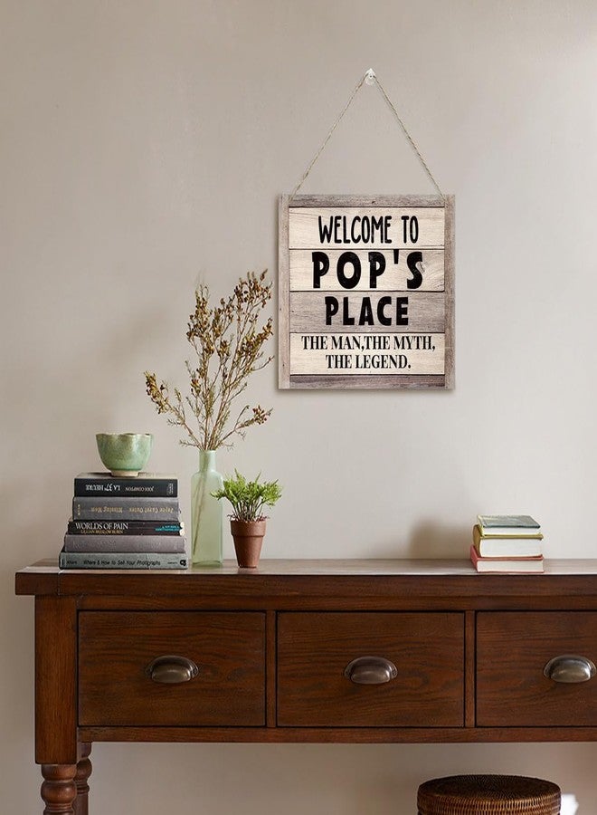 BQL Rustic Sign, Father's Day Gift, Dad's Gift, Grandpa's Gift, Decor Hanging Wood Signs, Printed Wood Wall Art Sign, Welcome To Pop's Place, The Man, The Myth, The Legend, Vintage Sign Gift for Grandpa - Image 5